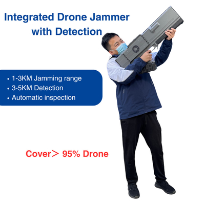 3KM Drone Jammer Dengan Detektor Deteksi 5KM 900MHz 1.5GHz 2.4GHz 5.8GHz Jammer Gun All In One