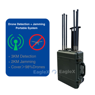 98% Coverage Drone Jammer 5.8 GHz 2KM FPV Jammer System dengan jarak deteksi hingga 3 km