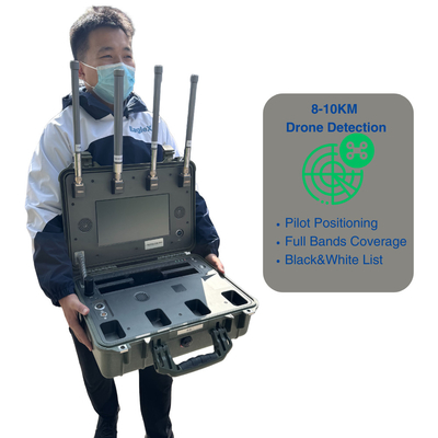 8KM FPV Drone Detection Range Portable Handheld UAV Drone Detector Untuk Konser, Polisi, Pasukan, Mobil