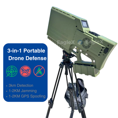 Handheld GPS Spoofing Drone Jammer dengan Deteksi & Jamming, 3-in-1 Portable Drone Defense Device Portable FPV Drone Jammer