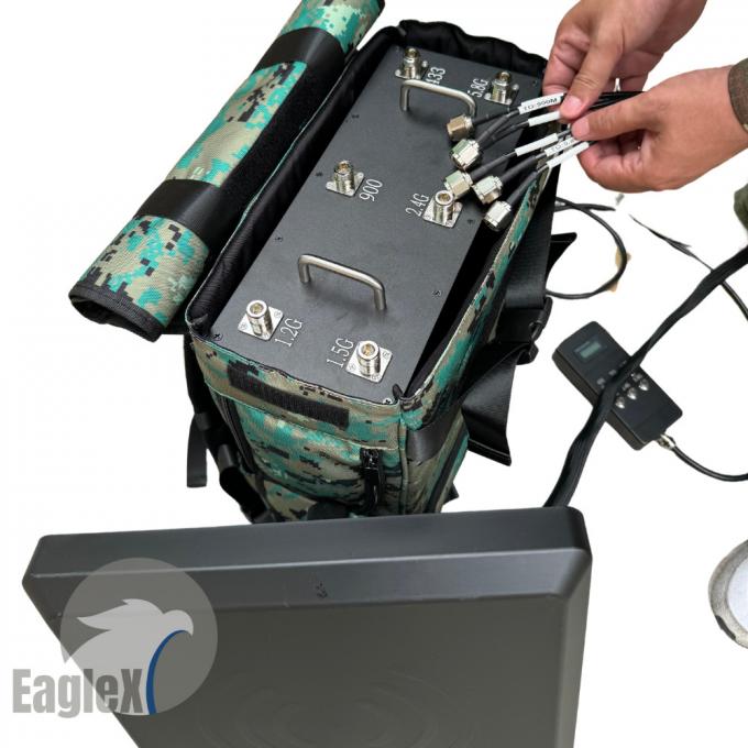 Kamuflase Backpack Drone Jammer 6 Band 2.4G 5.8G 433M 900M 1.2G 1.5G 2.5KM Jangkauan 0