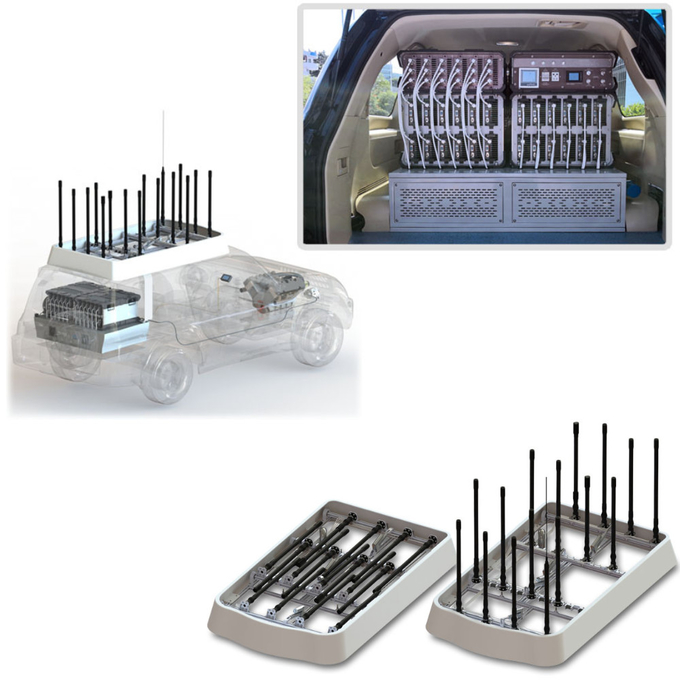 Modifikasi SUV diubah menjadi Anti-Drone Vehicle Anti-FPV System RF Amplifier 50MHz ~ 6GHz Deteksi Strike Drone Jammer 0