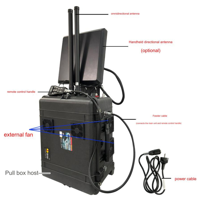 3000M Jarak Trolley Portable Anti Drone Jammer 3 Kilometer Drone Signal Jamming 0