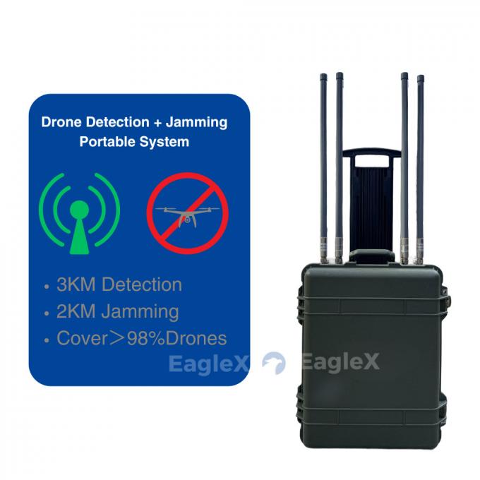 98% Coverage Drone Jammer 5.8 GHz 2KM FPV Jammer System dengan jarak deteksi hingga 3 km 1